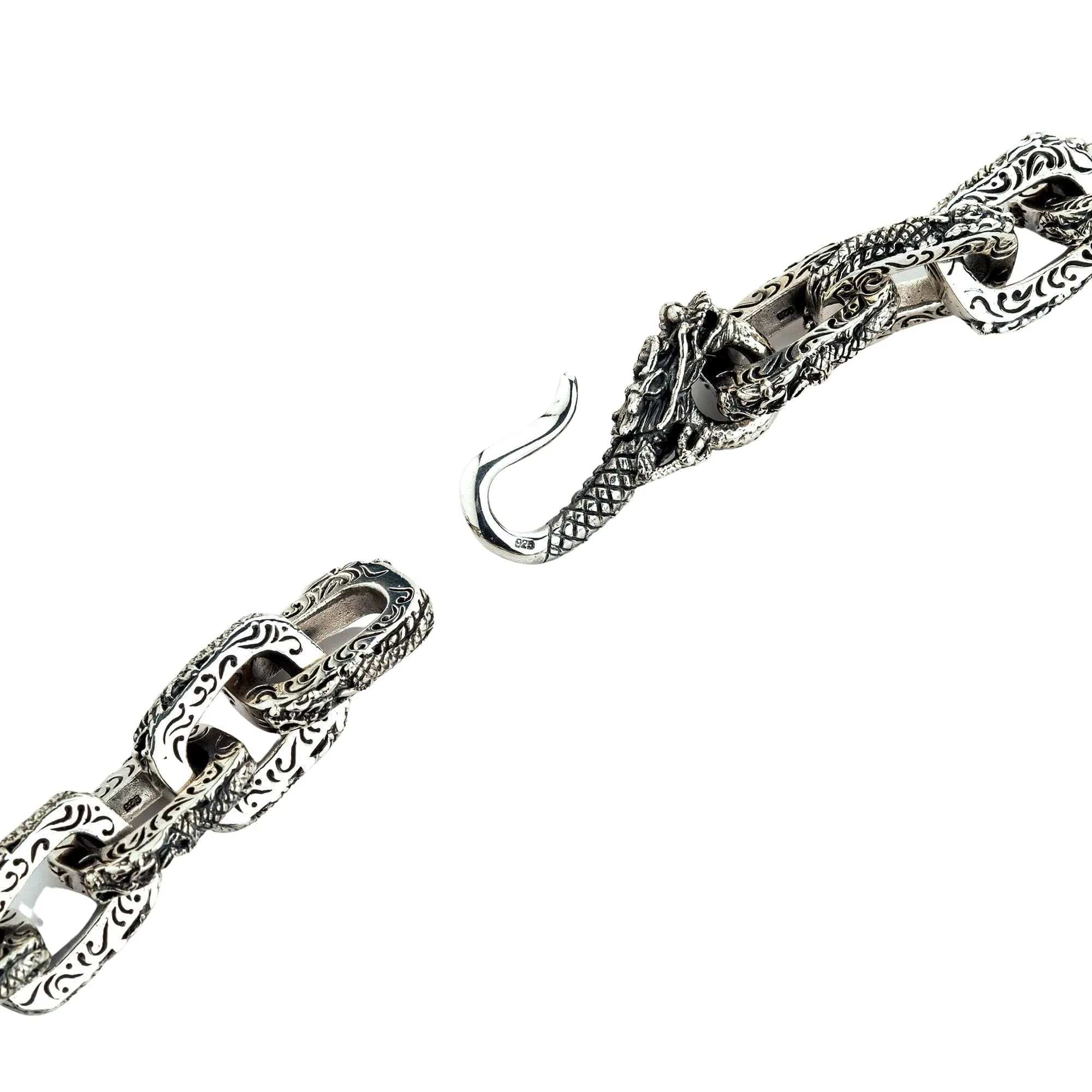 Dragon Link Sterling Silver Men's Biker Necklace