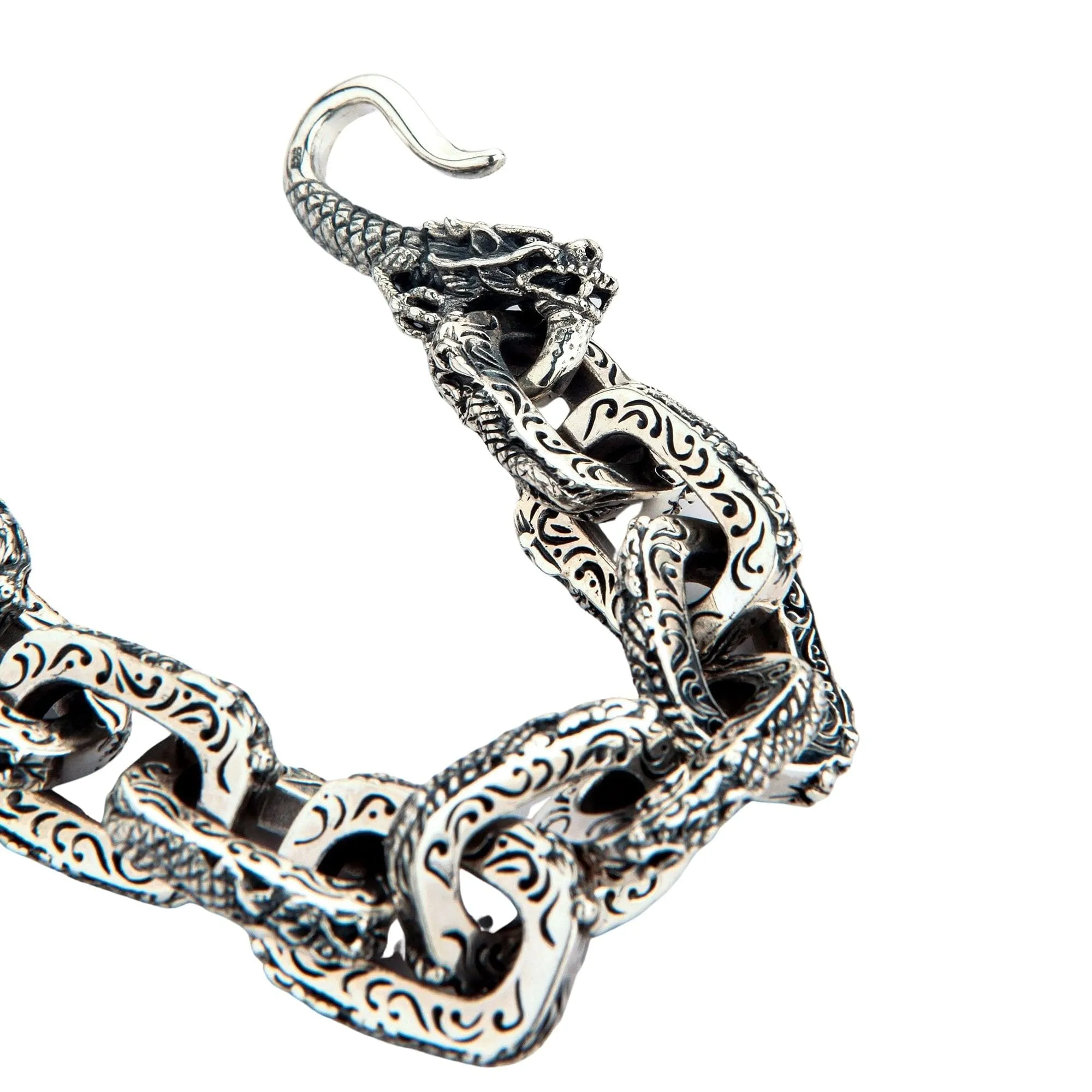 Dragon Link Sterling Silver Men's Biker Necklace