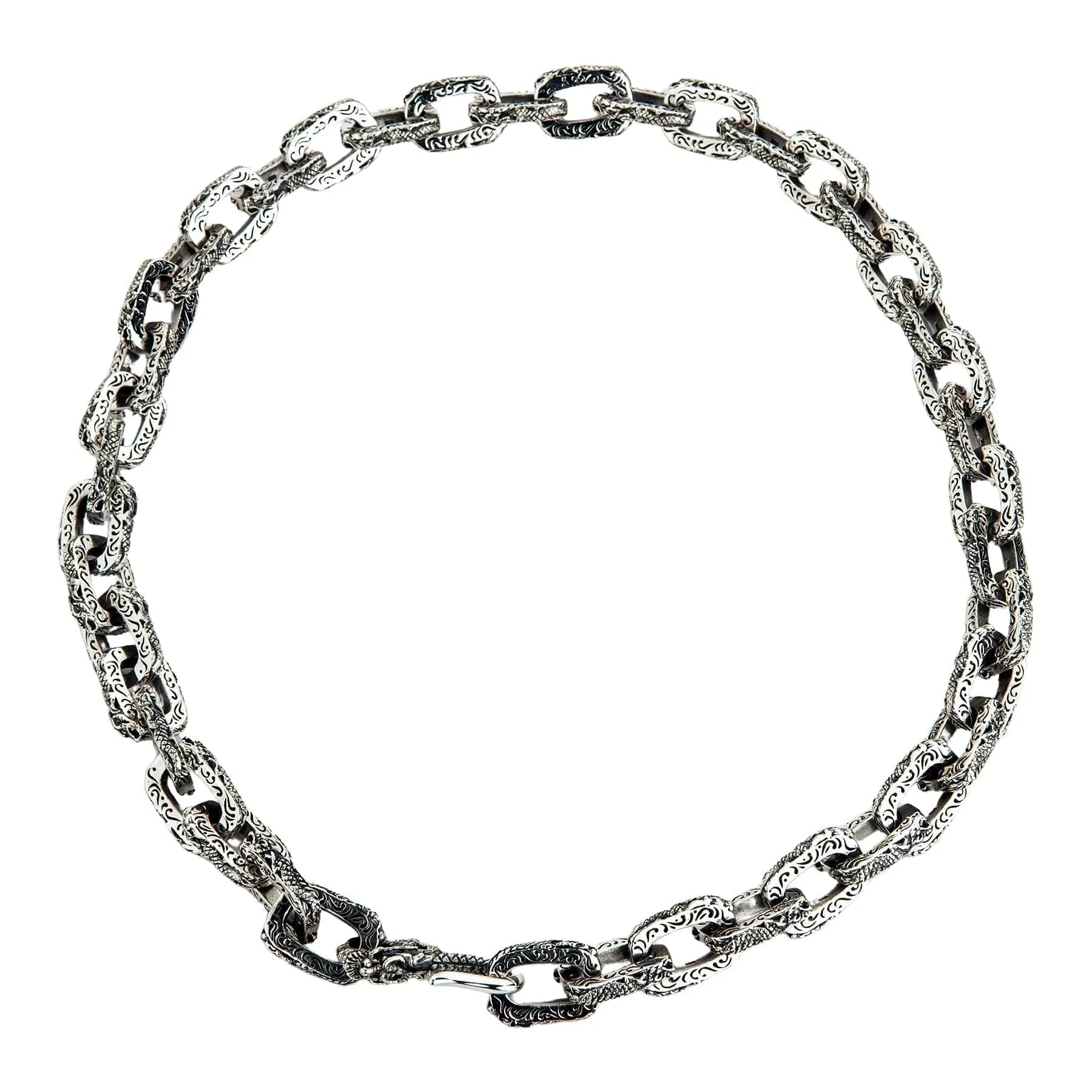 Dragon Link Sterling Silver Men's Biker Necklace