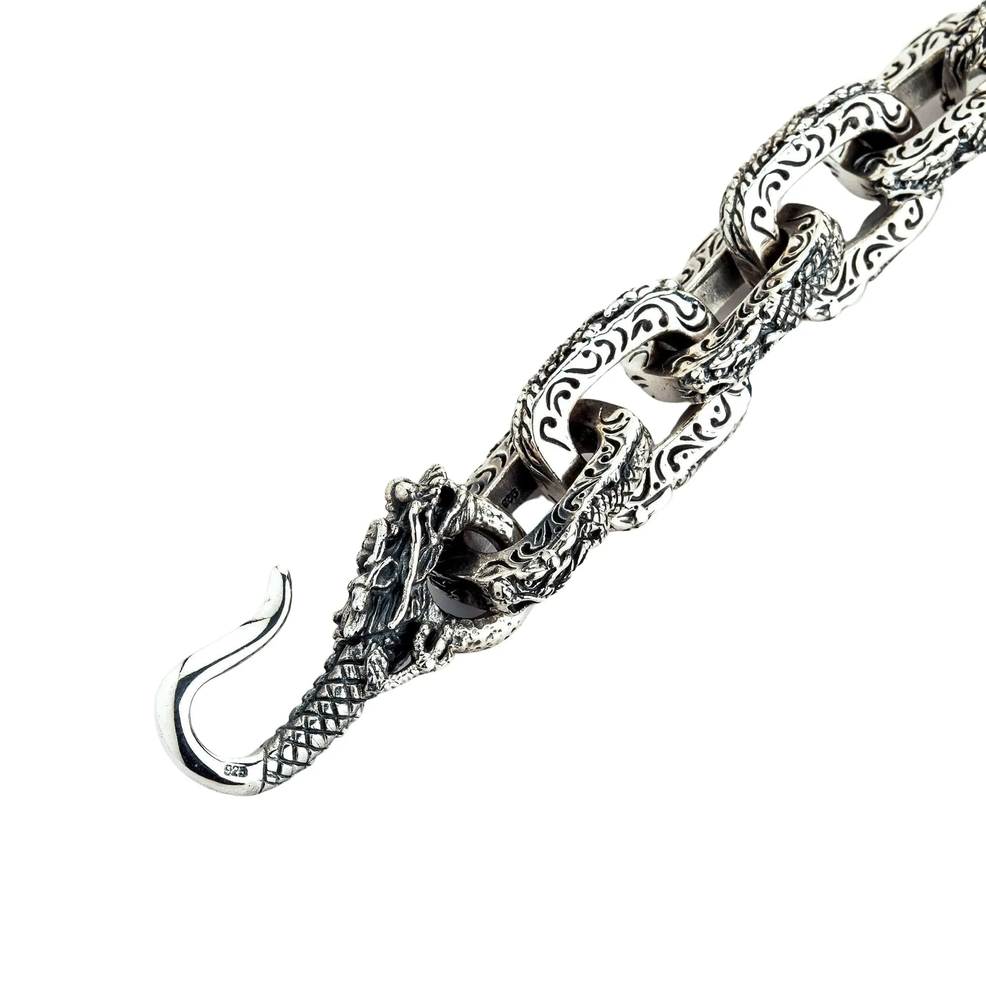 Dragon Link Sterling Silver Men's Biker Necklace