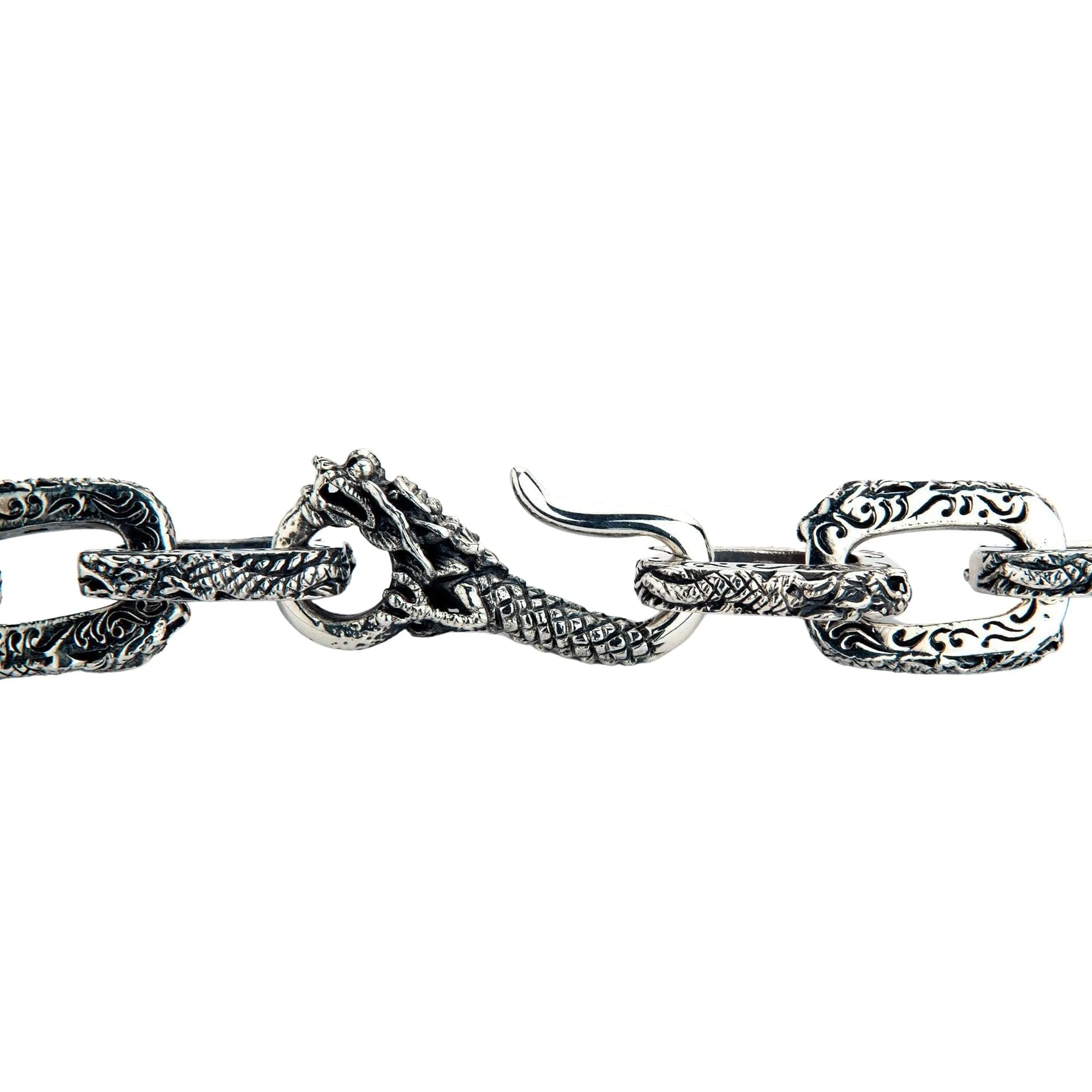 Dragon Link Sterling Silver Men's Biker Necklace
