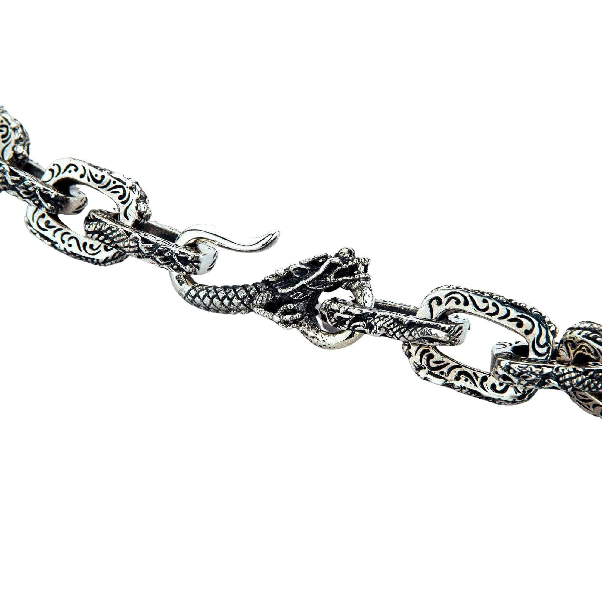 Dragon Link Sterling Silver Men's Biker Necklace