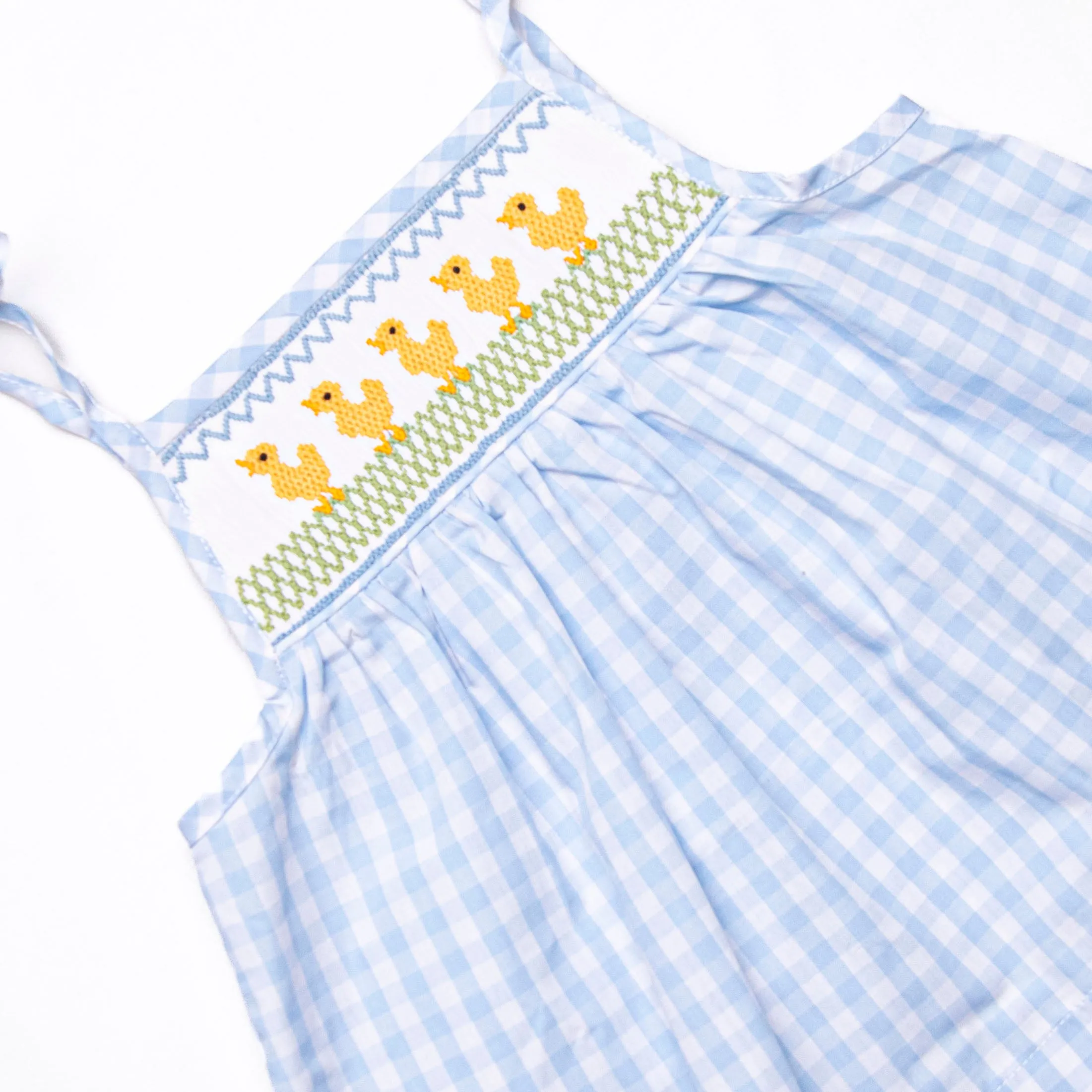 Duckling Dash Smocked Ruffle Short Set, Blue