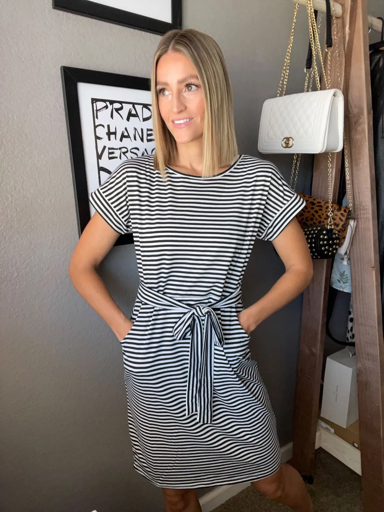 Emerson Striped Tie Waist Dress