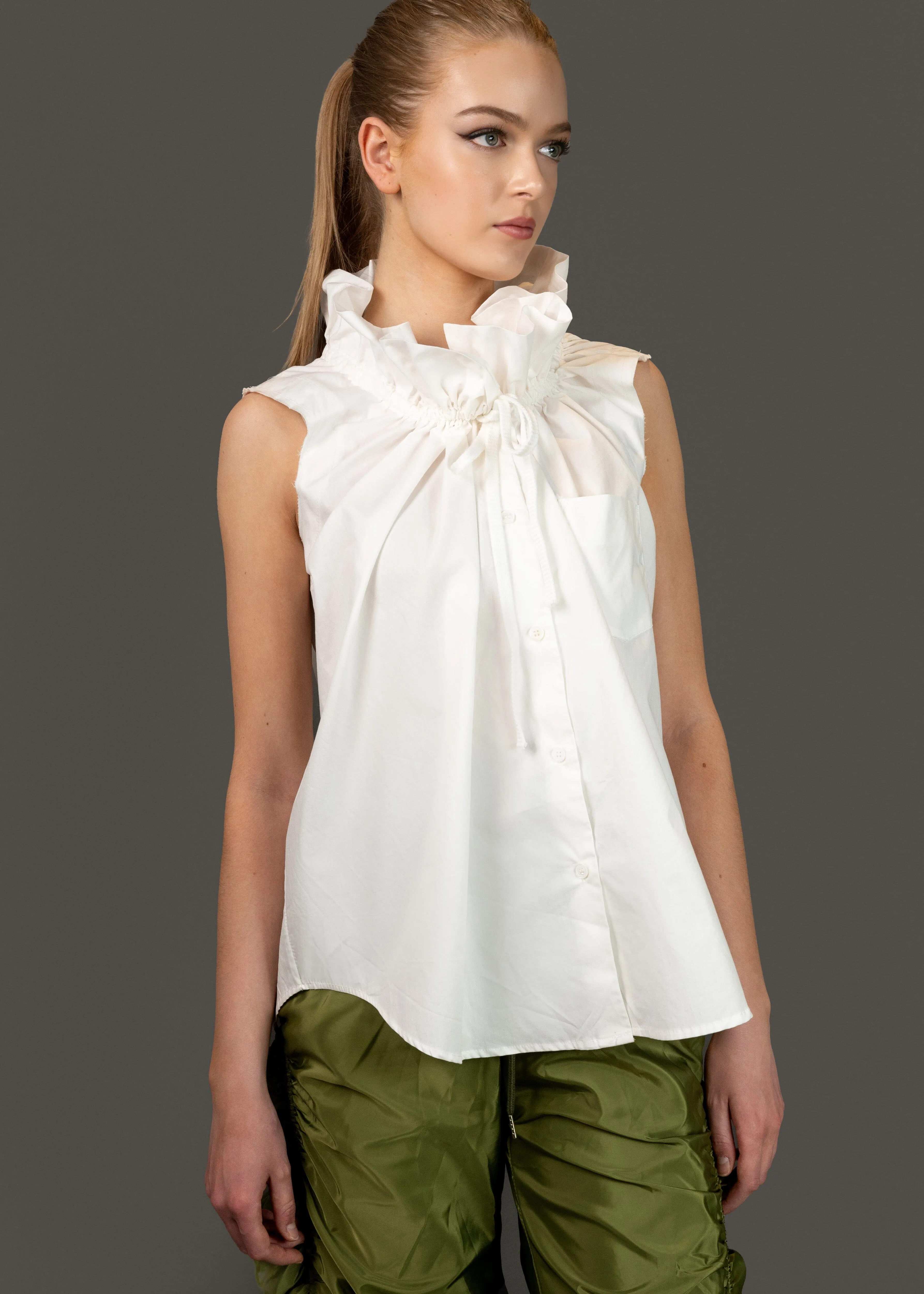 Exaggerated Neck Sleeveless Blouse