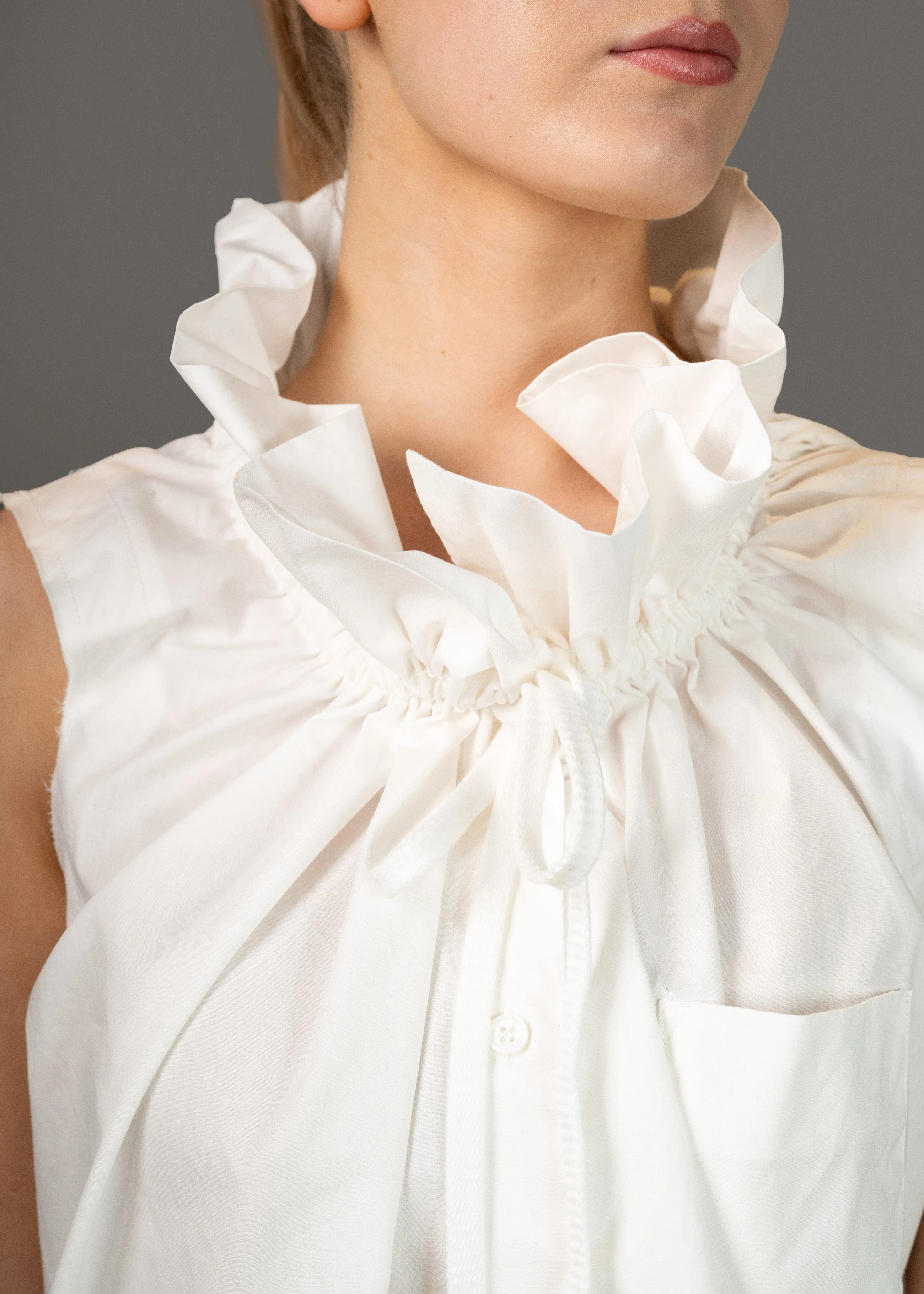 Exaggerated Neck Sleeveless Blouse