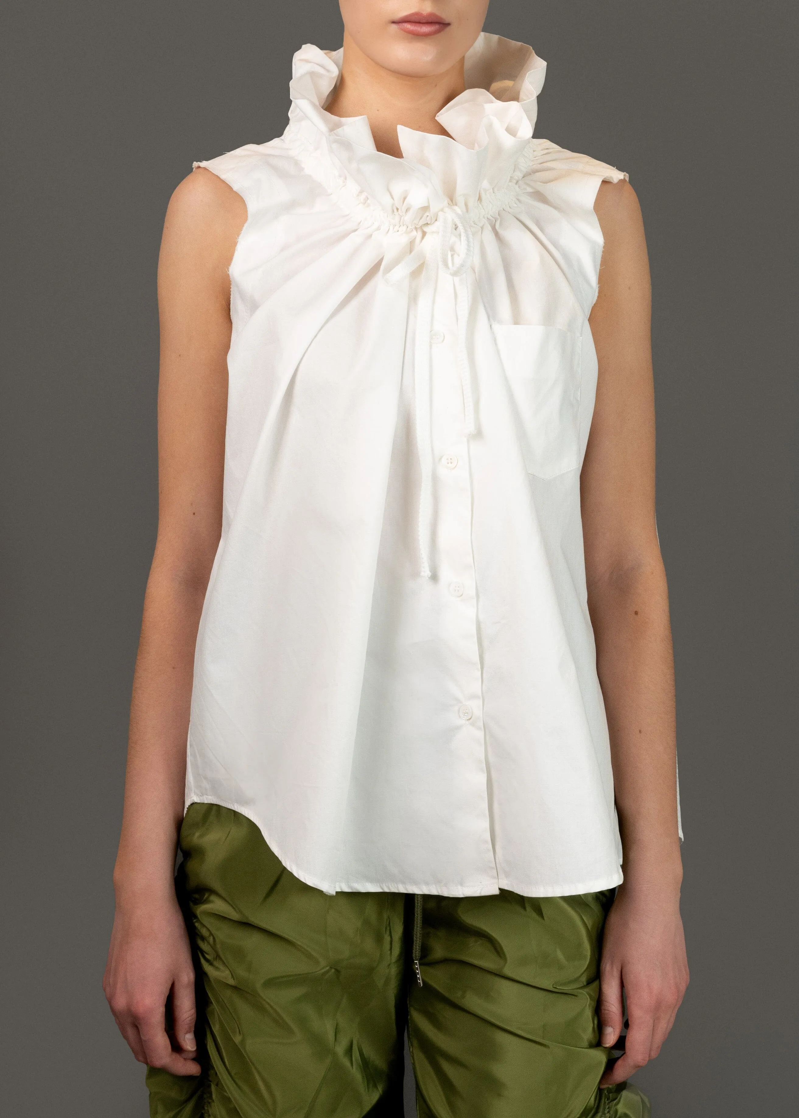 Exaggerated Neck Sleeveless Blouse
