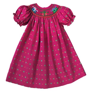 Fancy Presents Magenta Multi Dot Smocked Bishop