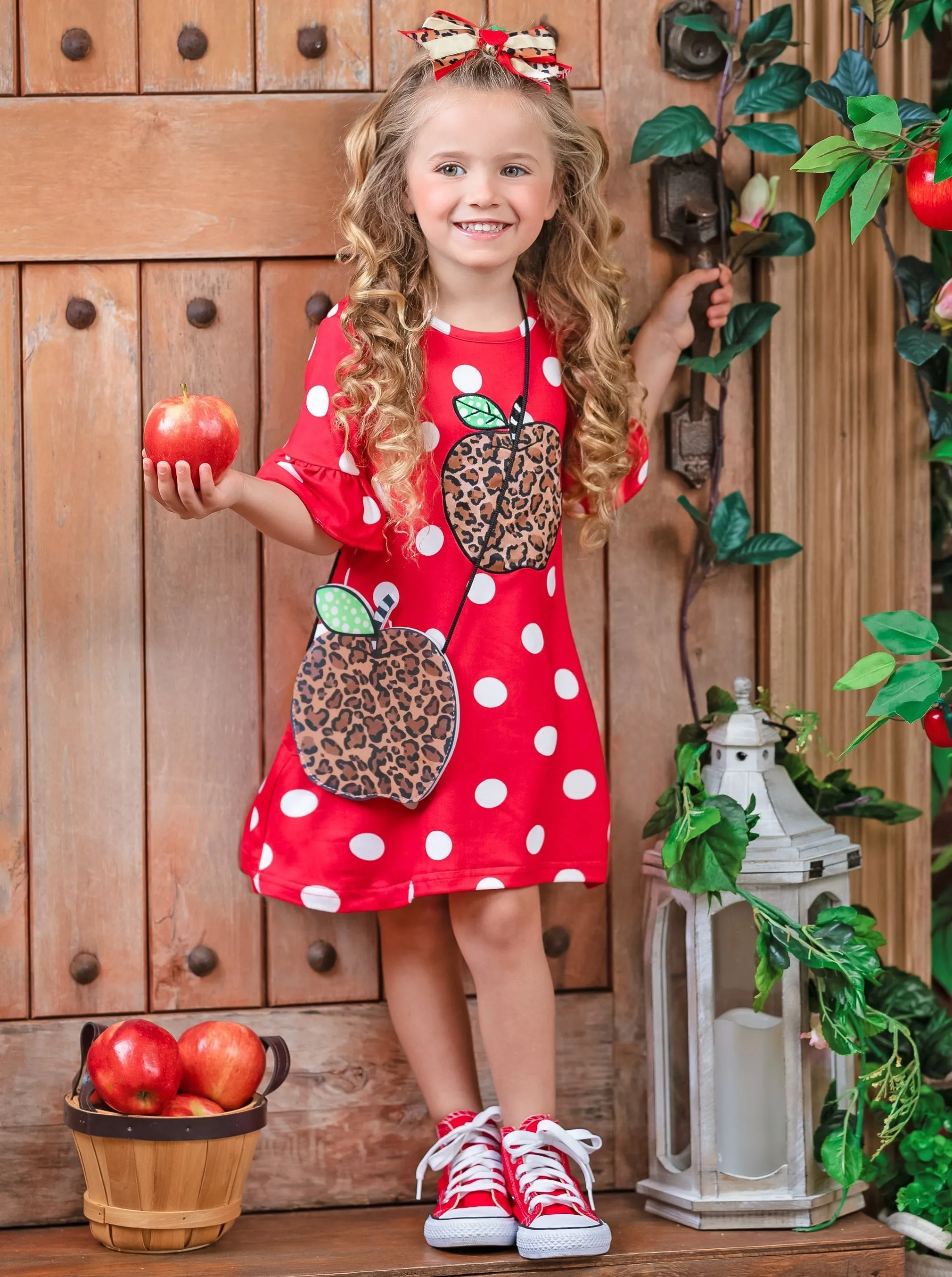 Fierce Learner Polka Dot Dress, Hair Bow, and Purse Set