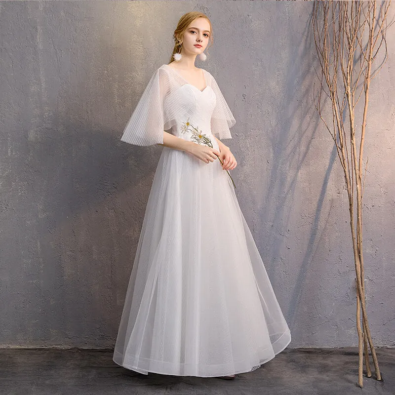 [Final Sale] Dotted Butterfly Sleeves Mix Matched Bridal Dress