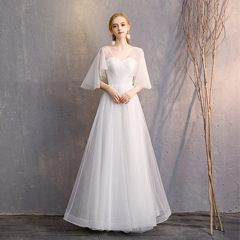 [Final Sale] Dotted Butterfly Sleeves Mix Matched Bridal Dress