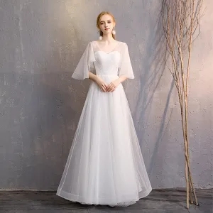 [Final Sale] Dotted Butterfly Sleeves Mix Matched Bridal Dress