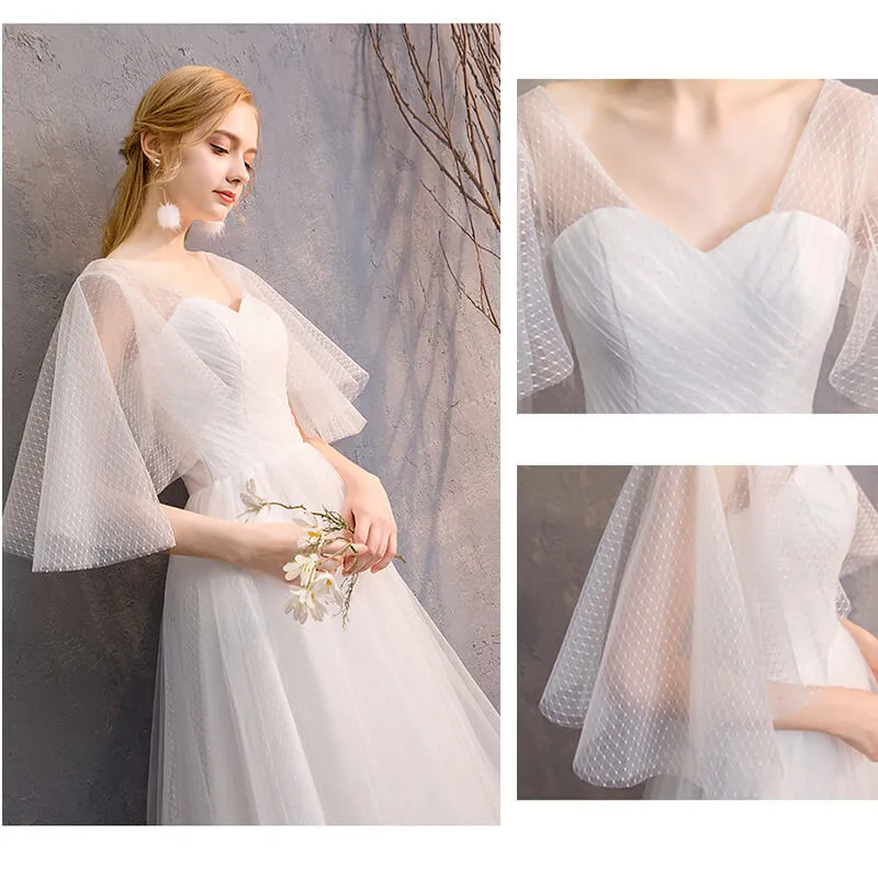 [Final Sale] Dotted Butterfly Sleeves Mix Matched Bridal Dress