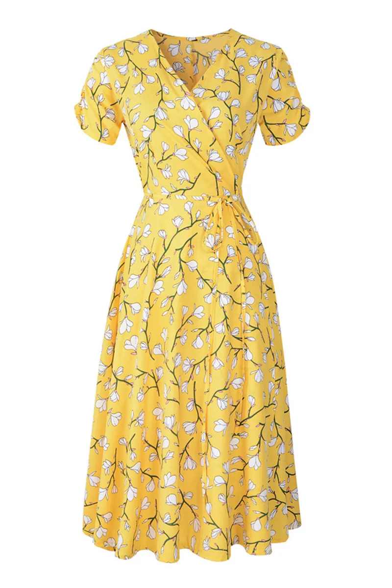 Floral Wrap Fit & Flare Dress