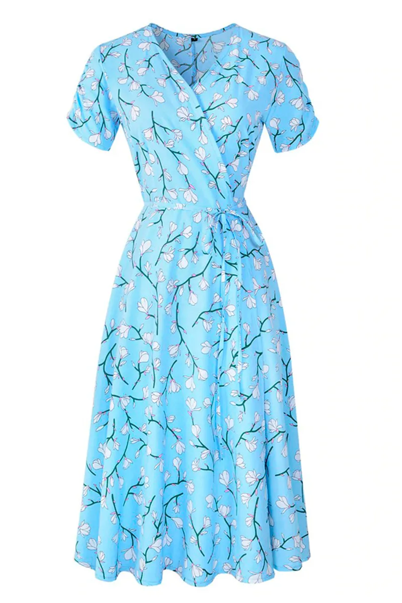 Floral Wrap Fit & Flare Dress