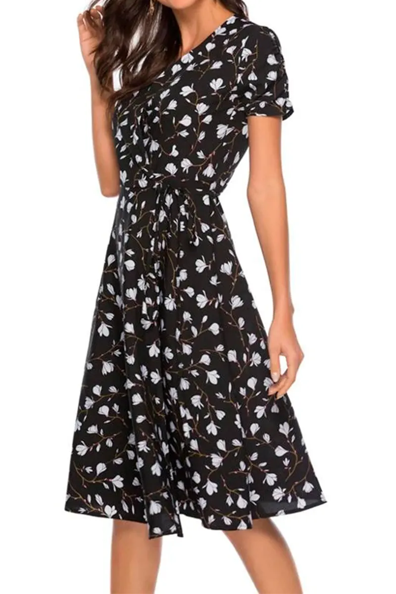 Floral Wrap Fit & Flare Dress