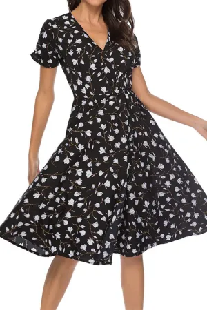 Floral Wrap Fit & Flare Dress