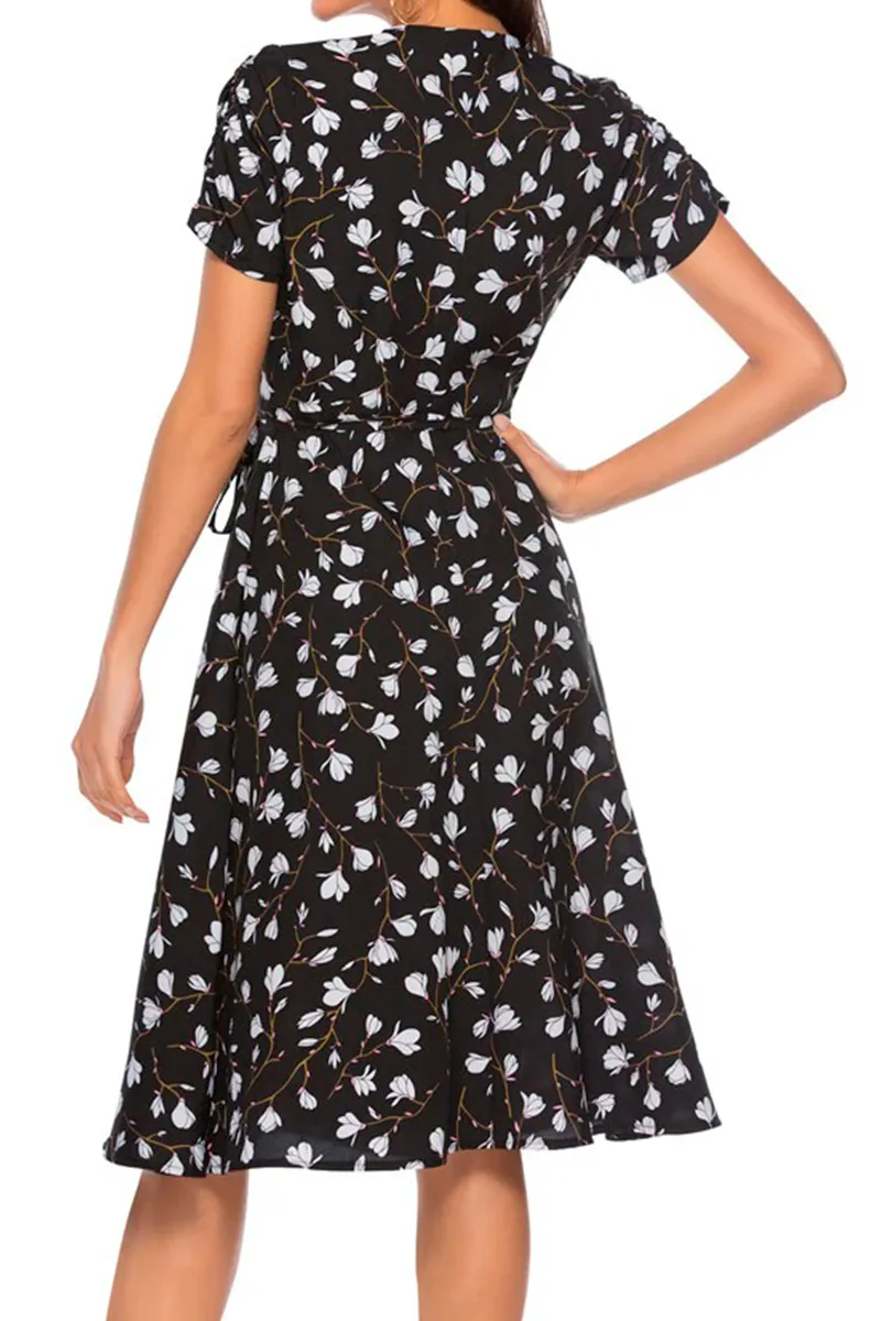 Floral Wrap Fit & Flare Dress