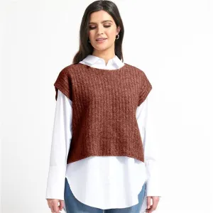 Foil Womens Rib and Roll popover - Burnt toffee