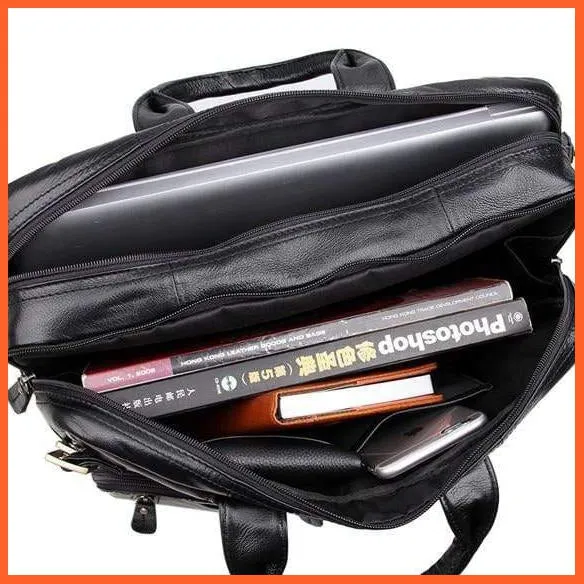 Formal Hand Bag | Men'S Leather Messenger Carry Bag