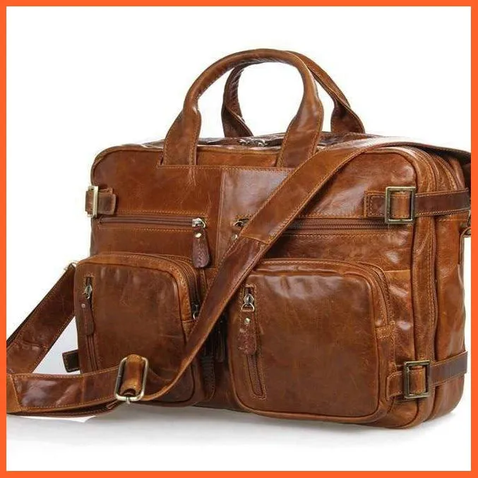 Formal Hand Bag | Men'S Leather Messenger Carry Bag