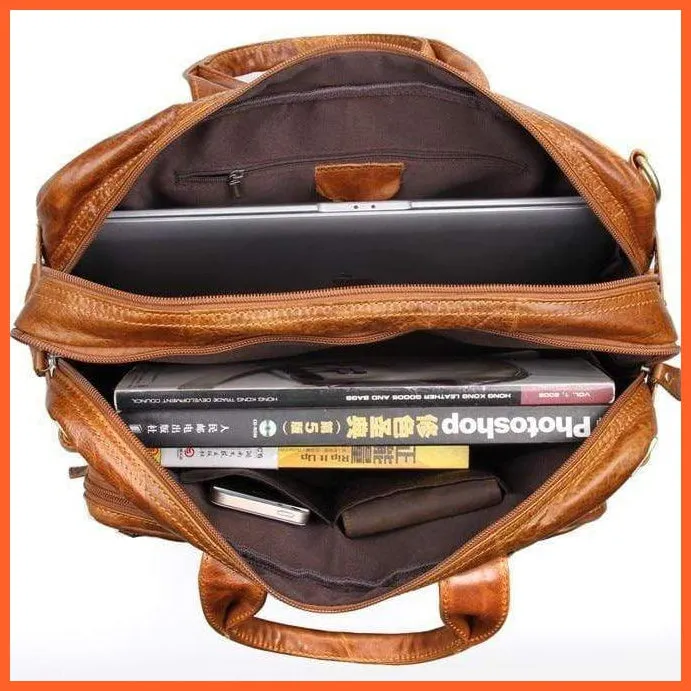 Formal Hand Bag | Men'S Leather Messenger Carry Bag