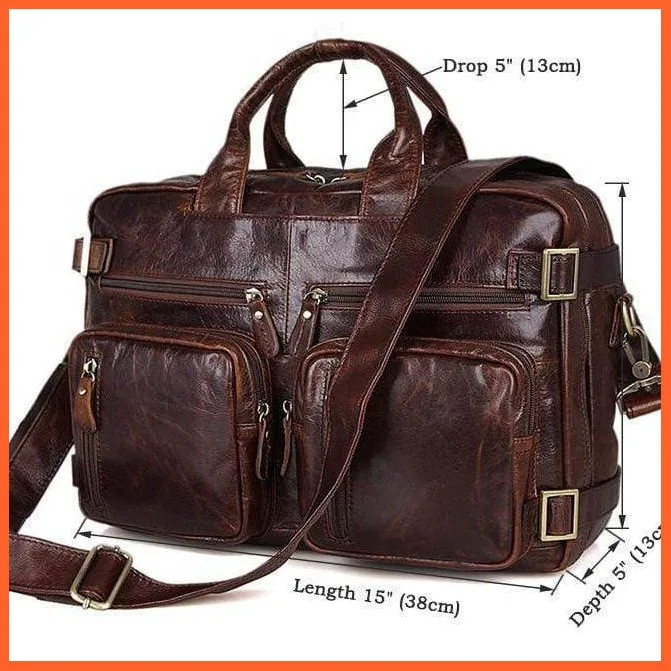 Formal Hand Bag | Men'S Leather Messenger Carry Bag