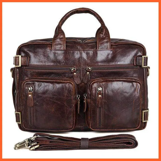 Formal Hand Bag | Men'S Leather Messenger Carry Bag