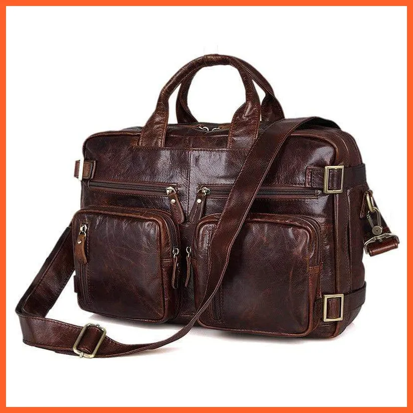Formal Hand Bag | Men'S Leather Messenger Carry Bag