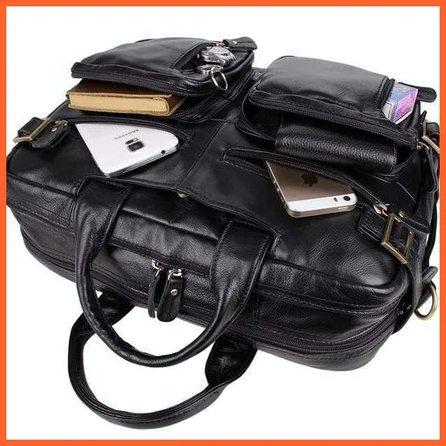 Formal Hand Bag | Men'S Leather Messenger Carry Bag
