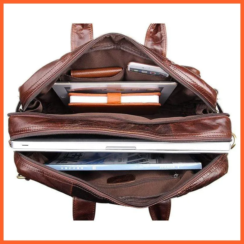 Formal Hand Bag | Men'S Leather Messenger Carry Bag