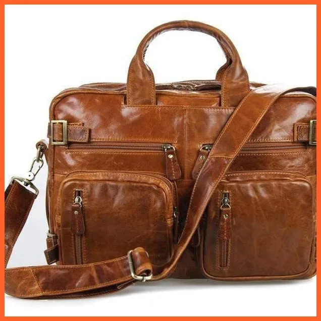 Formal Hand Bag | Men'S Leather Messenger Carry Bag