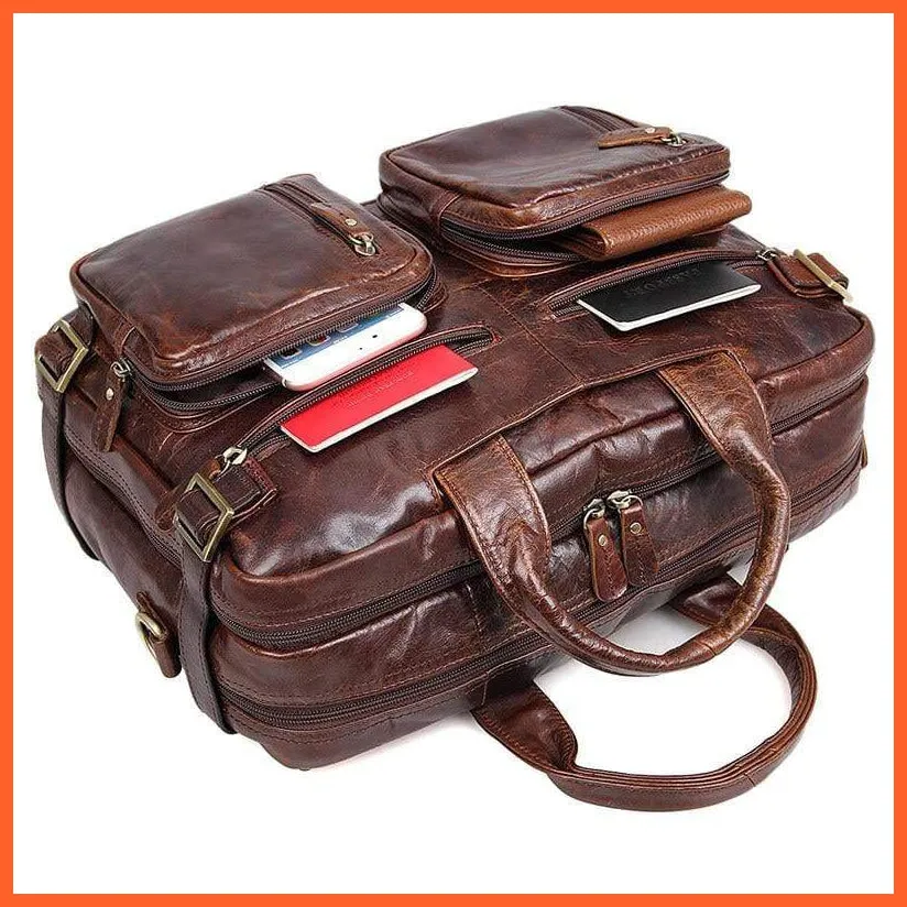 Formal Hand Bag | Men'S Leather Messenger Carry Bag