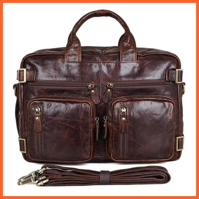 Formal Hand Bag | Men'S Leather Messenger Carry Bag