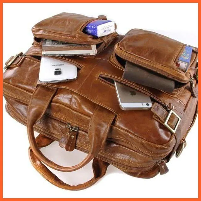 Formal Hand Bag | Men'S Leather Messenger Carry Bag