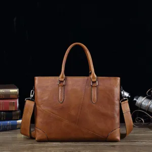 Full Grain Leather Men Shoulder Bag Casual Messenger Bag Laptop Bag