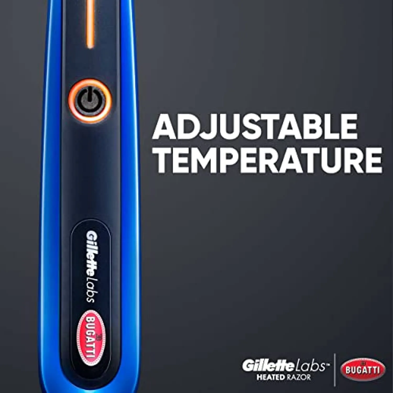 Gillette Heated Razor for Men, Bugatti Limited Edition Shave Kit by GilletteLabs, 1 Handle, 2 Razor Blade Refills, 1 Cleaning Cloth, 1 Charging Dock