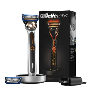 Gillette Heated Razor for Men, Bugatti Limited Edition Shave Kit by GilletteLabs, 1 Handle, 2 Razor Blade Refills, 1 Cleaning Cloth, 1 Charging Dock
