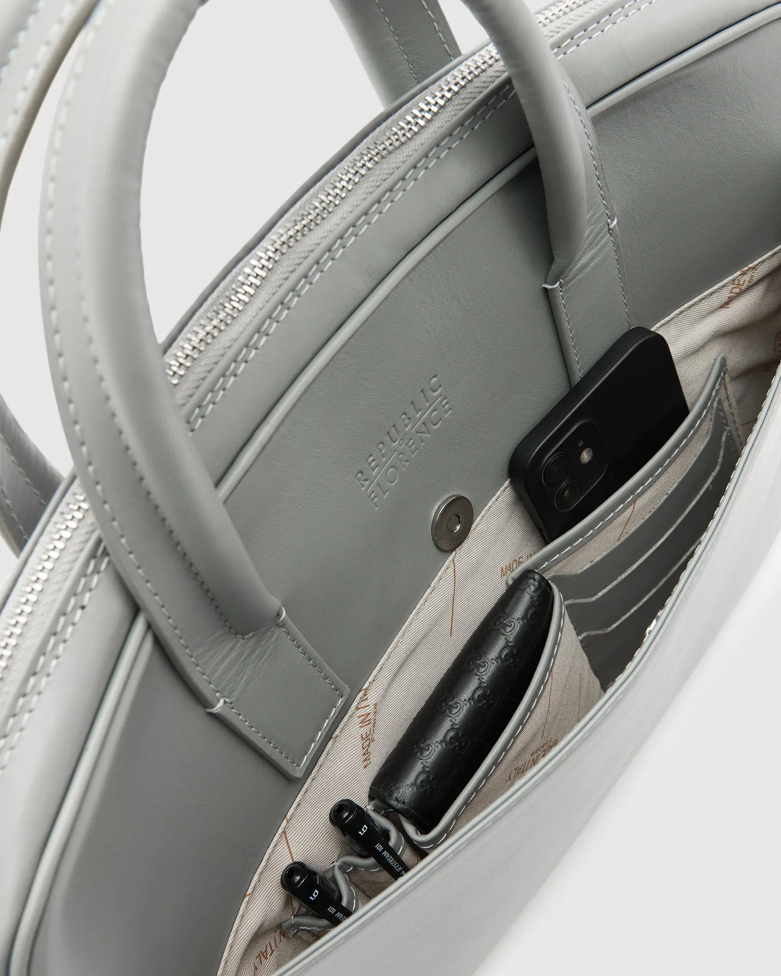 Glasgow Grey - Leather Briefcase 13" laptops