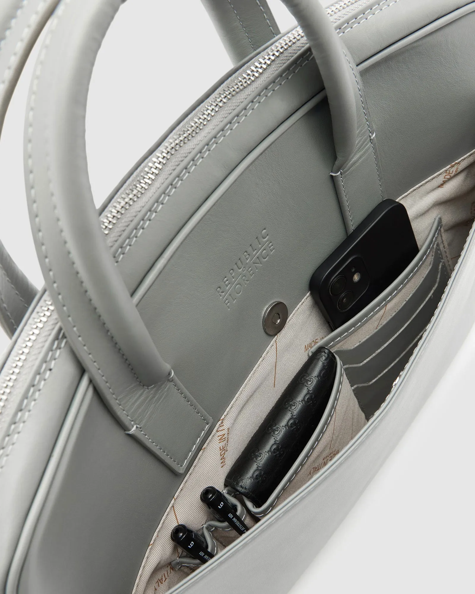 Glasgow Grey - Leather Briefcase 14" laptops