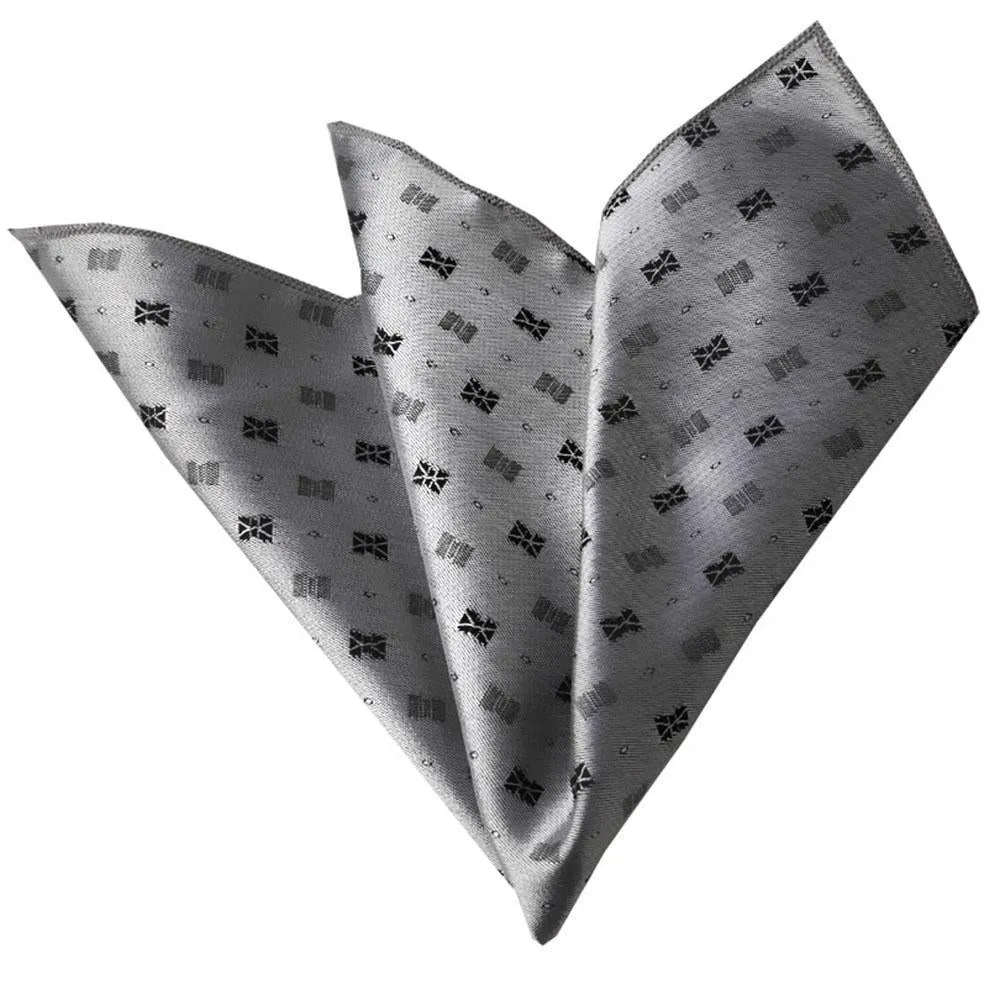 Gray Metalic Paisley Pocket Square for Men - Premium Silk Handkerchiefs for Suits