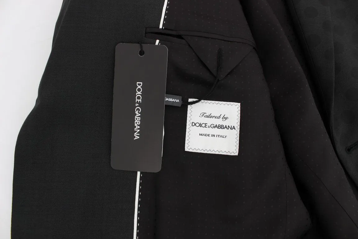 Gray Polka Wool Stretch Slim 3 Piece Suit