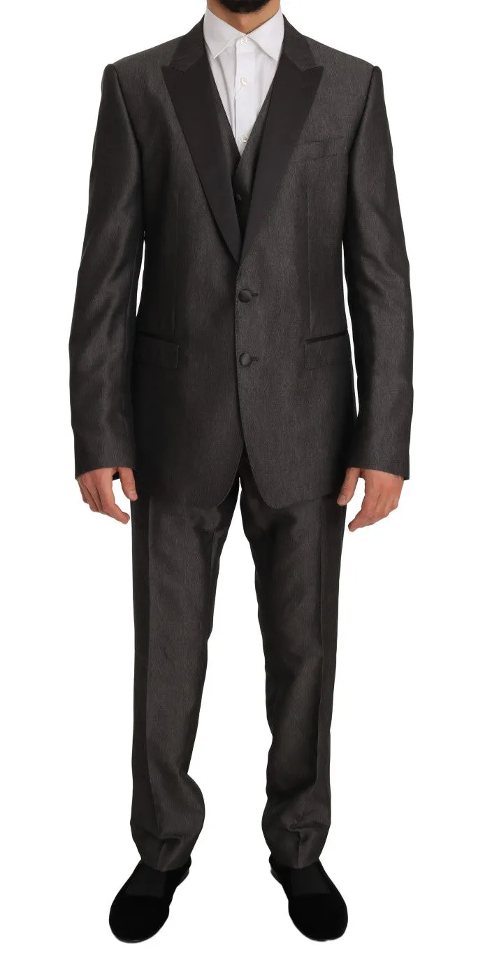 Gray Silk Wool MARTINI Slim Fit 3 Piece Suit