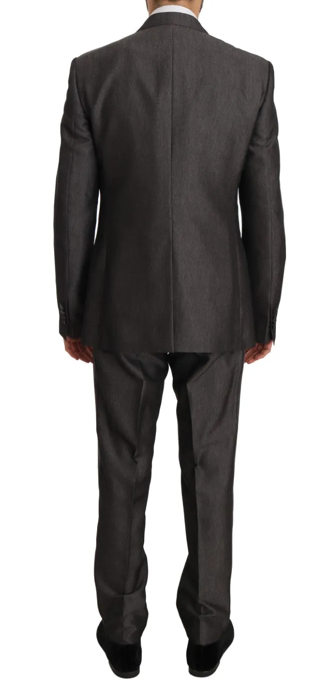 Gray Silk Wool MARTINI Slim Fit 3 Piece Suit