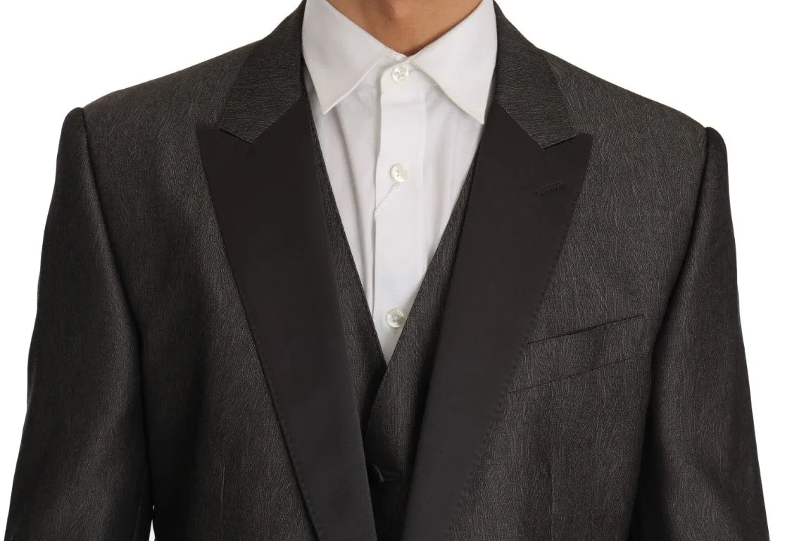 Gray Silk Wool MARTINI Slim Fit 3 Piece Suit