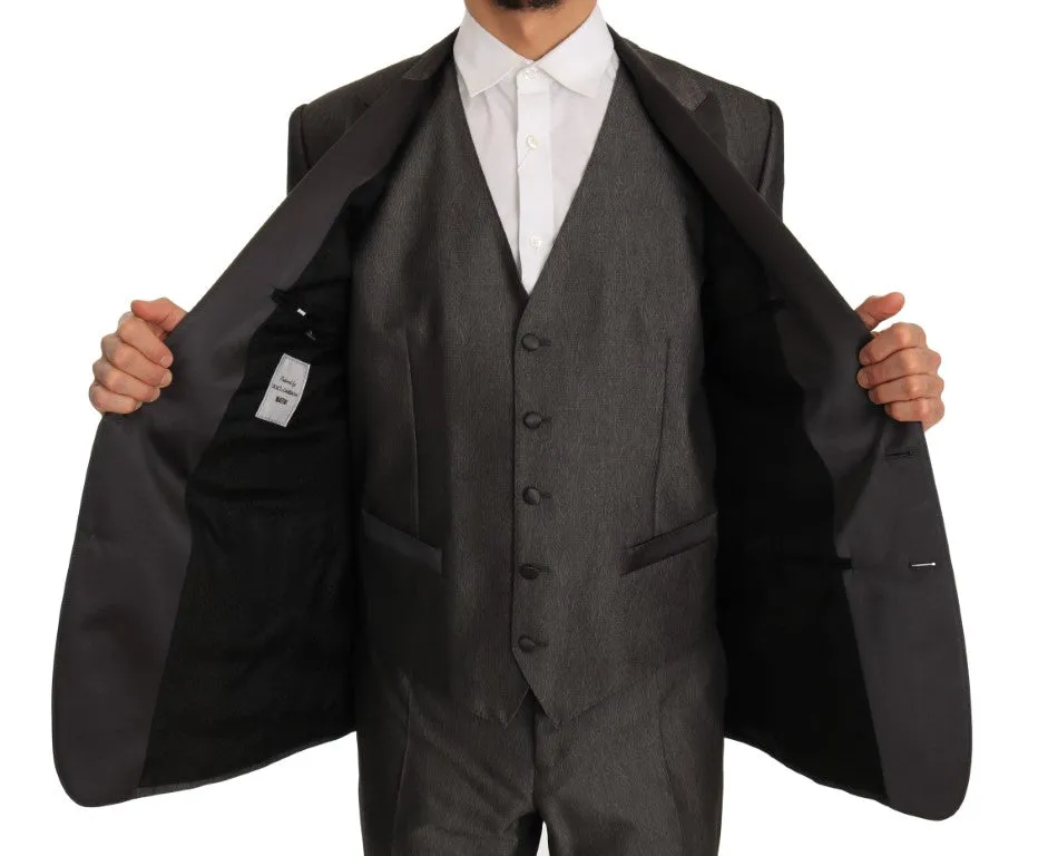 Gray Silk Wool MARTINI Slim Fit 3 Piece Suit