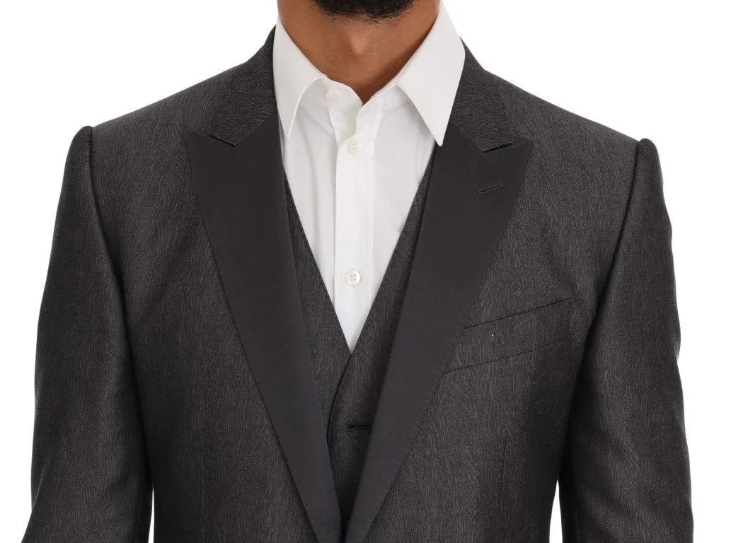 Gray Slim Fit MARTINI Wool 3 Piece Suit
