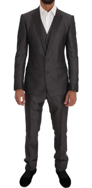 Gray Slim Fit MARTINI Wool 3 Piece Suit