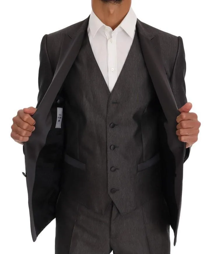 Gray Slim Fit MARTINI Wool 3 Piece Suit