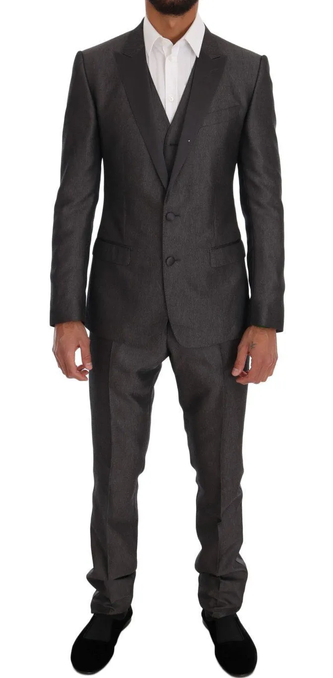Gray Slim Fit MARTINI Wool 3 Piece Suit